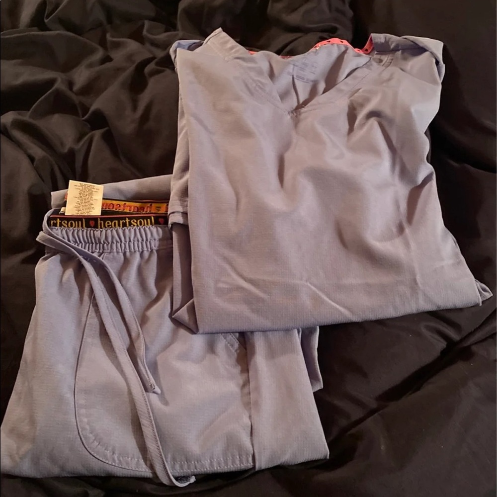 HeartSoul Ceil Blue Scrub Set - Top & Pants